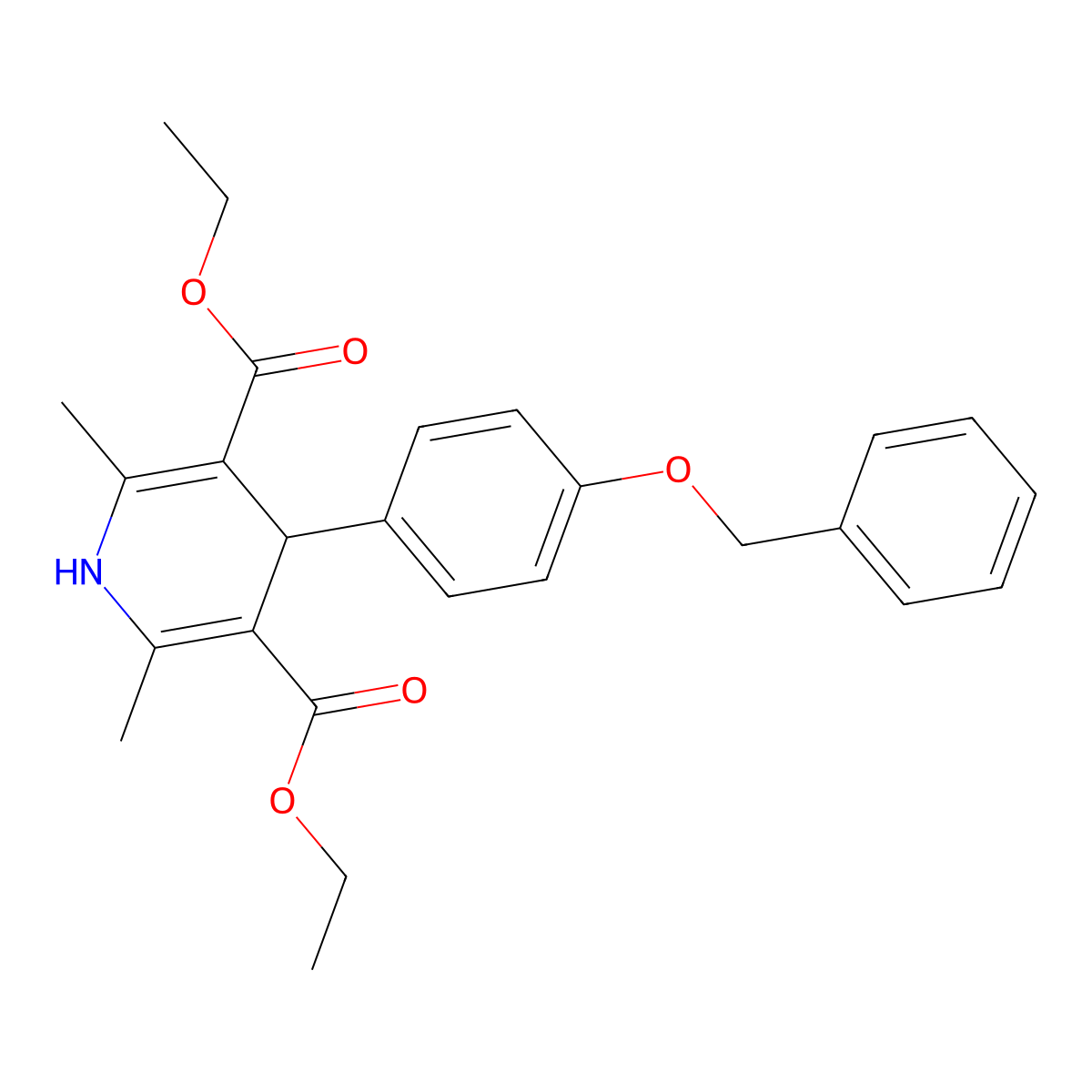Diethyl 4-[4-(benzyloxy)phenyl]-2,6-dimethyl-1,4-dihydropyridine-3,5-dicarboxylate molecular structure, CAS 330645-26-6