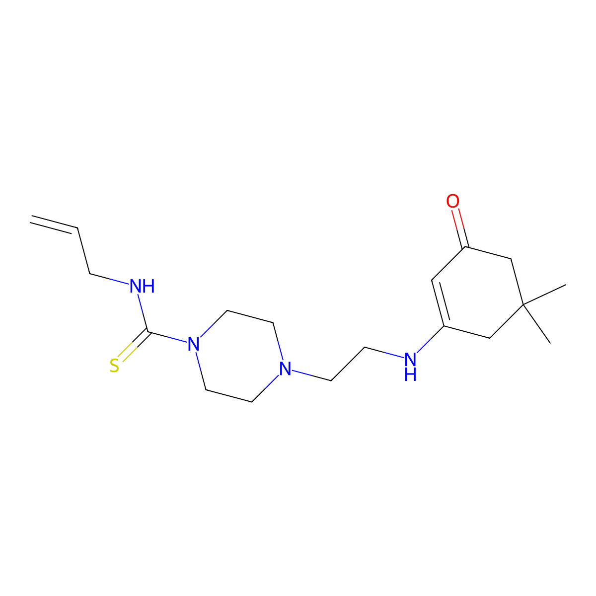 4-{2-[(5,5-dimethyl-3-oxocyclohex-1-en-1-yl)amino]ethyl}-N-(prop-2-en-1-yl)piperazine-1-carbothioamide molecular structure, CAS 330645-65-3