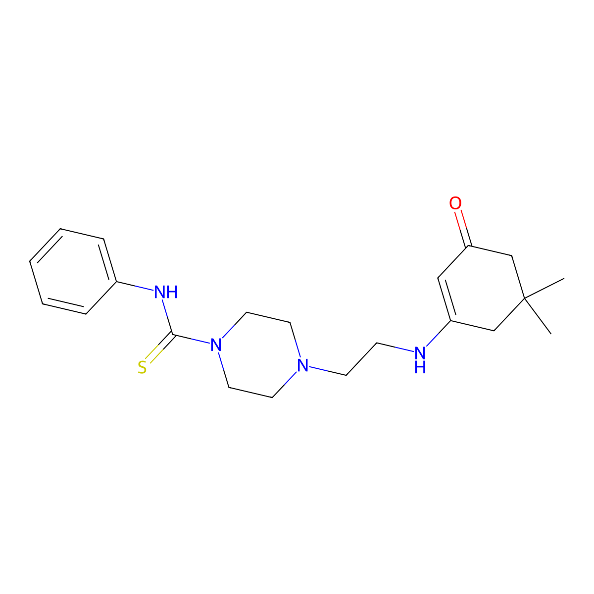 4-{2-[(5,5-dimethyl-3-oxocyclohex-1-en-1-yl)amino]ethyl}-N-phenylpiperazine-1-carbothioamide molecular structure, CAS 330645-71-1