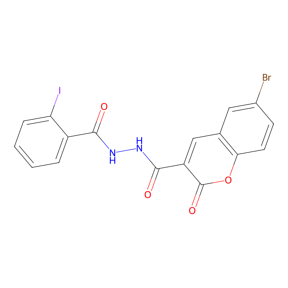 6-Bromo-2-oxo-2H-1-benzopyran-3-carboxylic acid 2-(2-iodobenzoyl)hydrazide molecular structure, CAS 330645-88-0