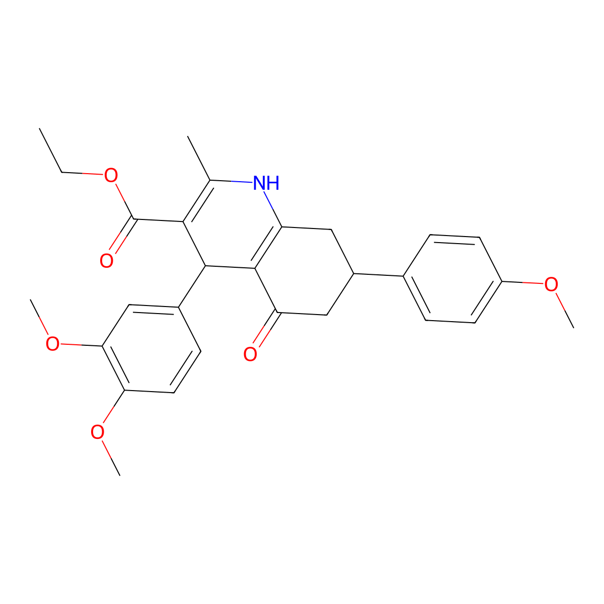 Ethyl 4-(3,4-dimethoxyphenyl)-7-(4-methoxyphenyl)-2-methyl-5-oxo-1,4,5,6,7,8-hexahydroquinoline-3-carboxylate molecular structure, CAS 330646-23-6