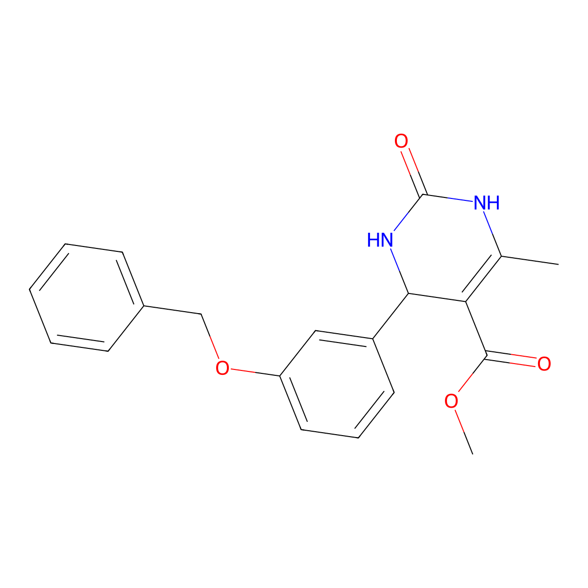 Methyl 4-[3-(benzyloxy)phenyl]-6-methyl-2-oxo-1,2,3,4-tetrahydropyrimidine-5-carboxylate molecular structure, CAS 330646-27-0