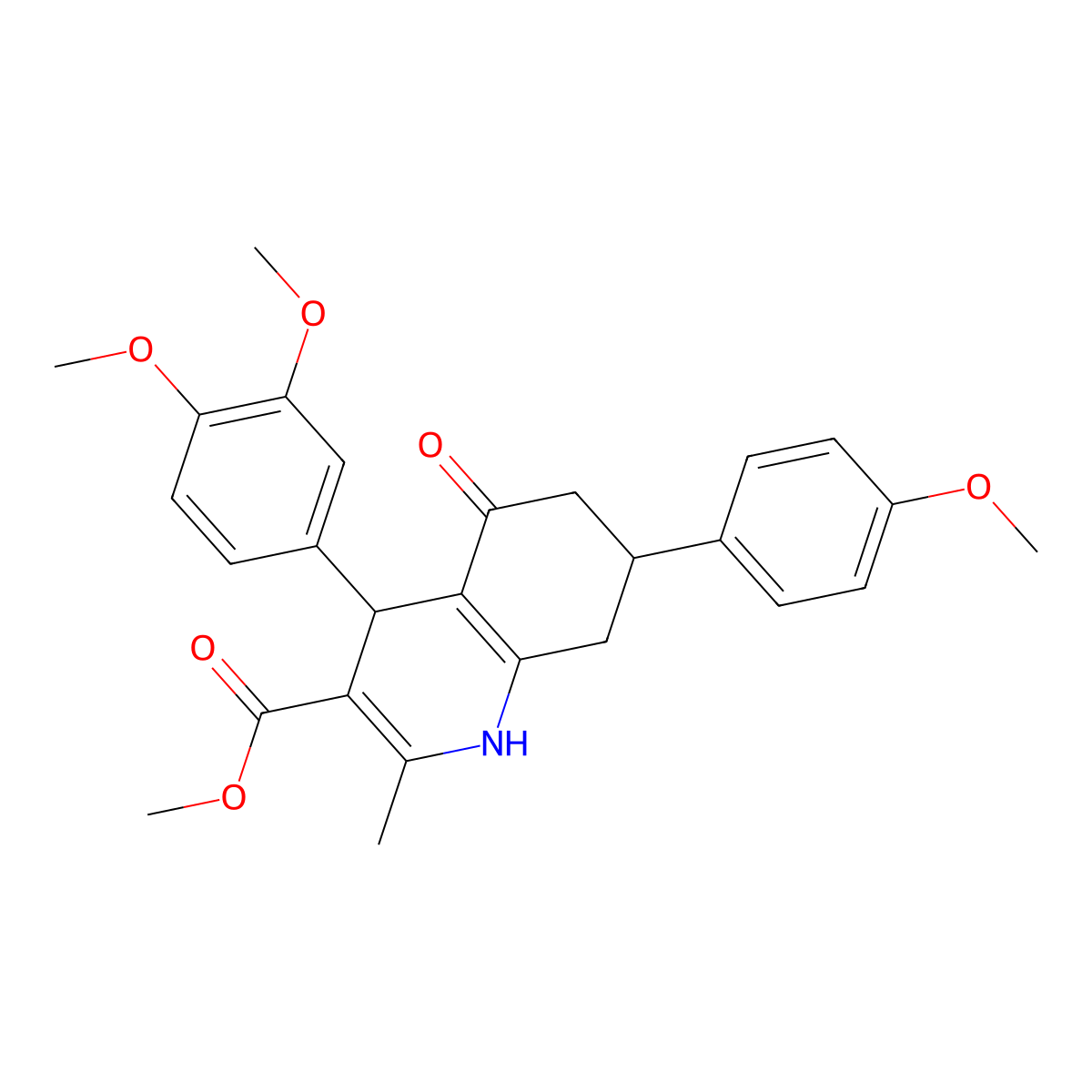 methyl 4-(3,4-dimethoxyphenyl)-7-(4-methoxyphenyl)-2-methyl-5-oxo-4,6,7,8-tetrahydro-1H-quinoline-3-carboxylate molecular structure, CAS 330646-35-0