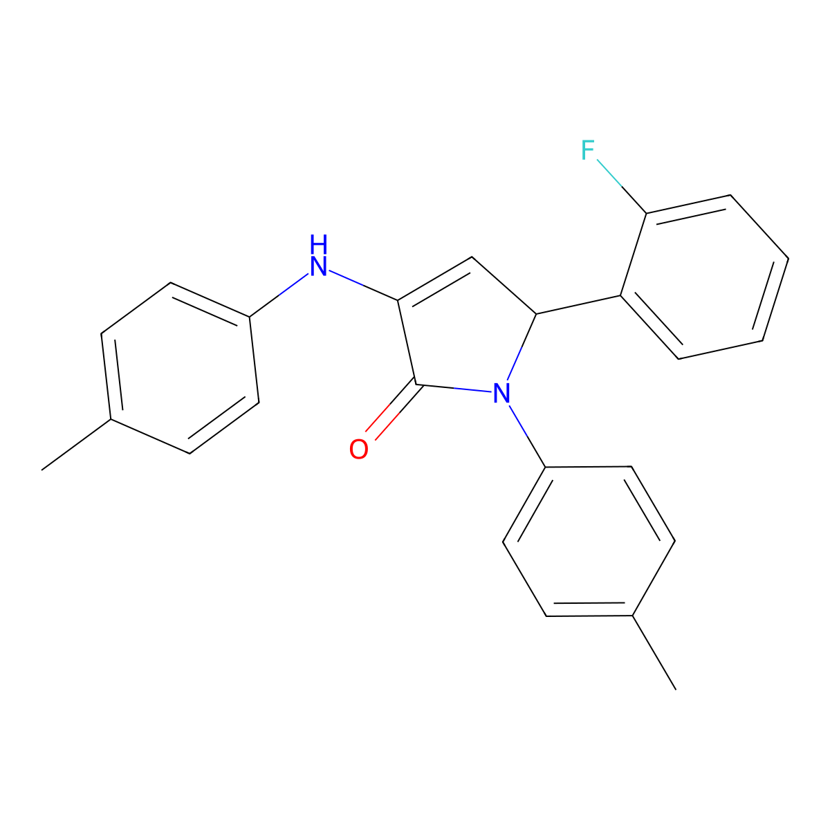 5-(2-fluorophenyl)-1-(4-methylphenyl)-3-[(4-methylphenyl)amino]-1,5-dihydro-2H-pyrrol-2-one molecular structure, CAS 330646-67-8
