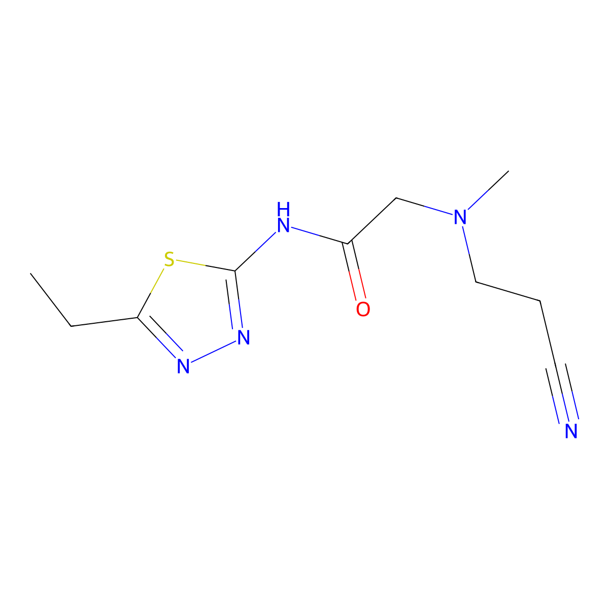 2-[2-cyanoethyl(methyl)amino]-N-(5-ethyl-1,3,4-thiadiazol-2-yl)acetamide molecular structure, CAS 330655-91-9