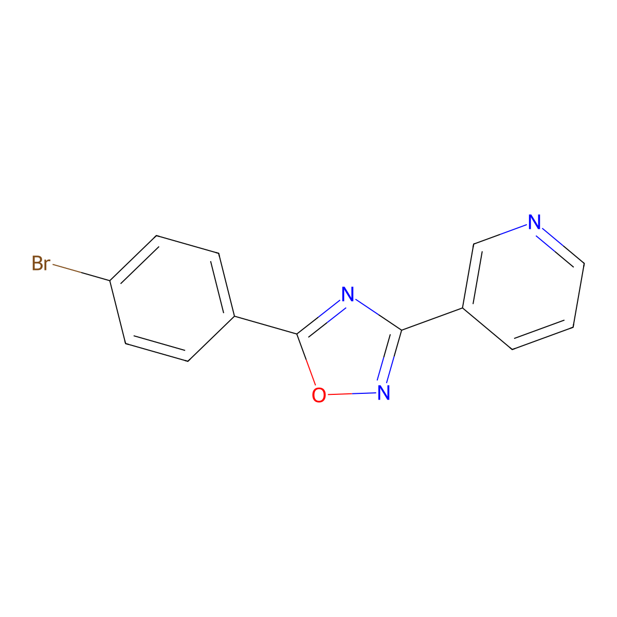 5-(4-Bromophenyl)-3-(3-pyridyl)-1,2,4-oxadiazole molecular structure, CAS 330656-01-4
