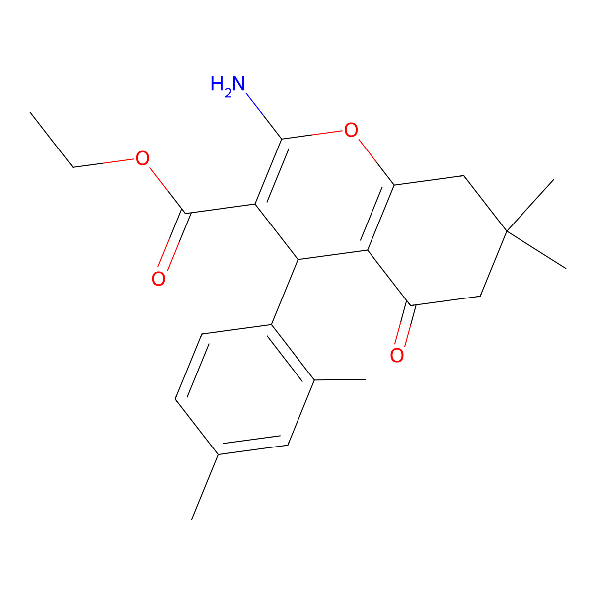 ethyl 2-amino-4-(2,4-dimethylphenyl)-7,7-dimethyl-5-oxo-5,6,7,8-tetrahydro-4H-chromene-3-carboxylate molecular structure, CAS 330656-46-7
