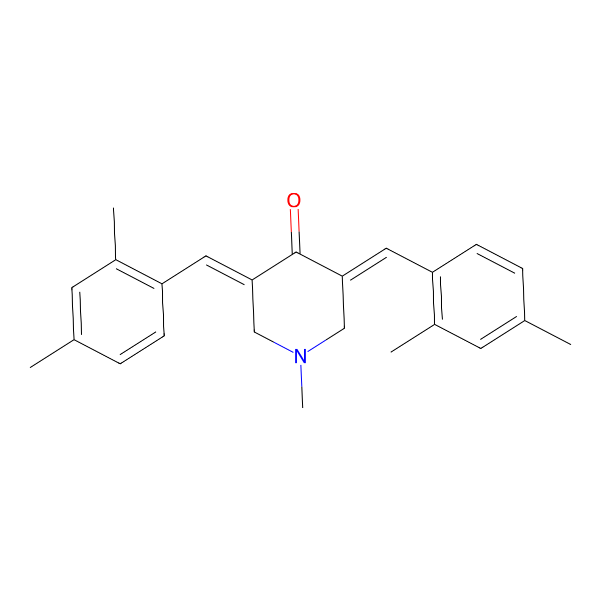 (3E,5E)-3,5-bis[(2,4-dimethylphenyl)methylidene]-1-methylpiperidin-4-one molecular structure, CAS 330657-24-4