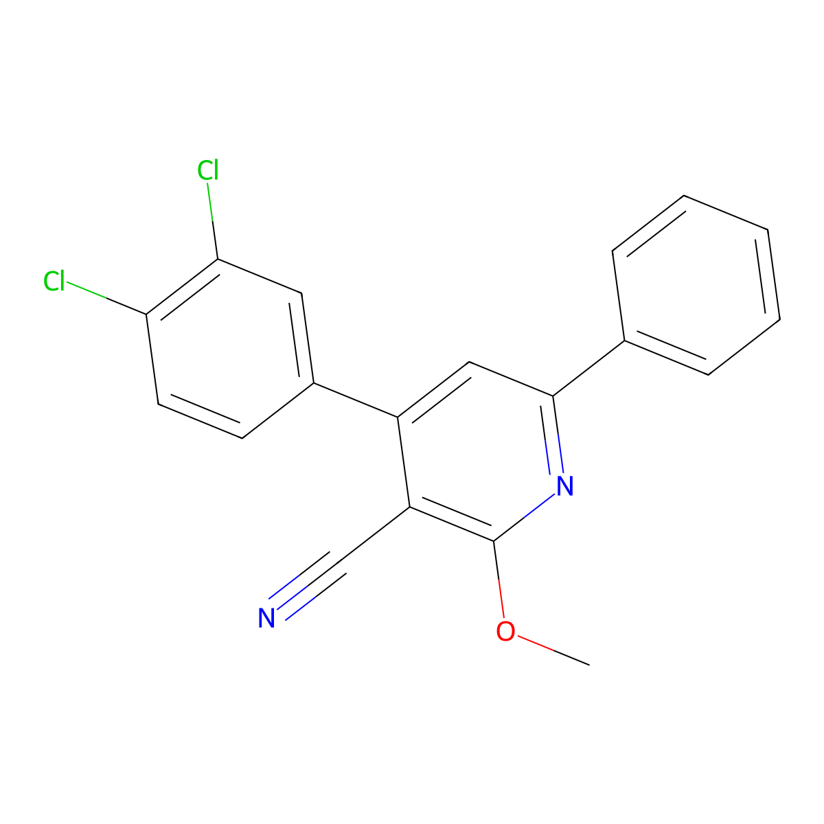 4-(3,4-Dichlorophenyl)-2-methoxy-6-phenylnicotinonitrile molecular structure, CAS 330657-66-4