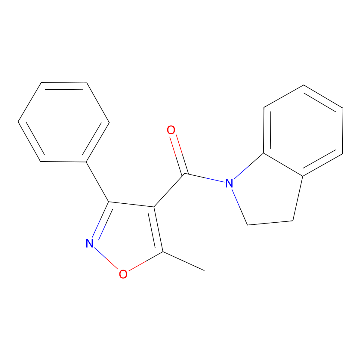 2,3-Dihydroindol-1-yl-(5-methyl-3-phenyl-1,2-oxazol-4-yl)methanone molecular structure, CAS 330657-72-2