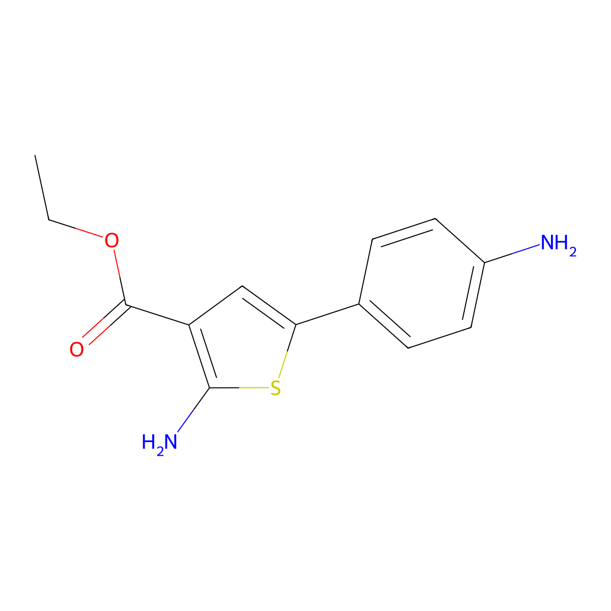 Ethyl 2-amino-5-(4-aminophenyl)thiophene-3-carboxylate molecular structure, CAS 330662-22-1