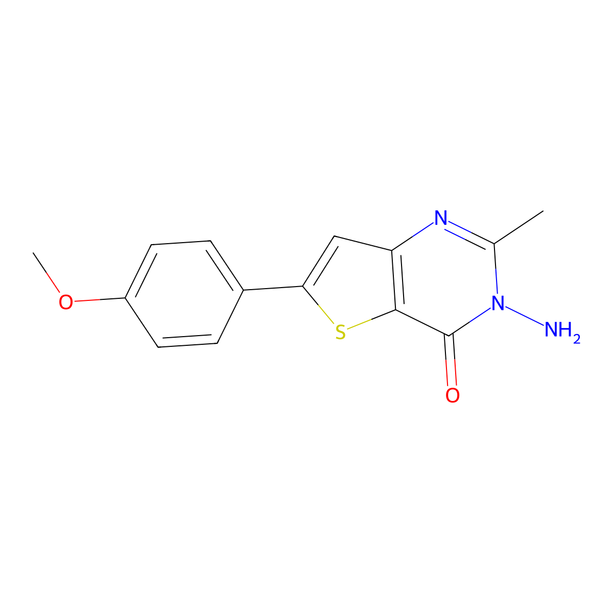 3-Amino-6-(4-methoxyphenyl)-2-methylthieno[3,2-d]pyrimidin-4-one molecular structure, CAS 330662-24-3