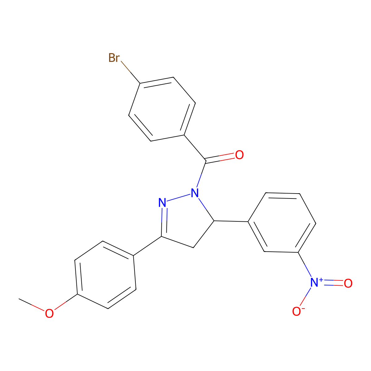 (4-Bromophenyl)-[5-(4-methoxyphenyl)-3-(3-nitrophenyl)-3,4-dihydropyrazol-2-yl]methanone molecular structure, CAS 330662-86-7