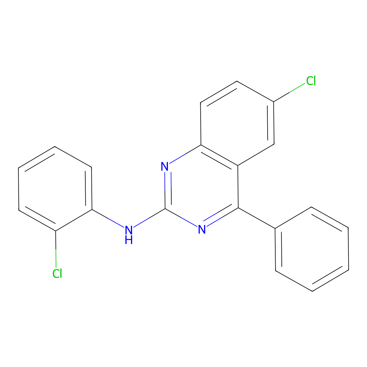 6-chloro-N-(2-chlorophenyl)-4-phenylquinazolin-2-amine molecular structure, CAS 330662-95-8