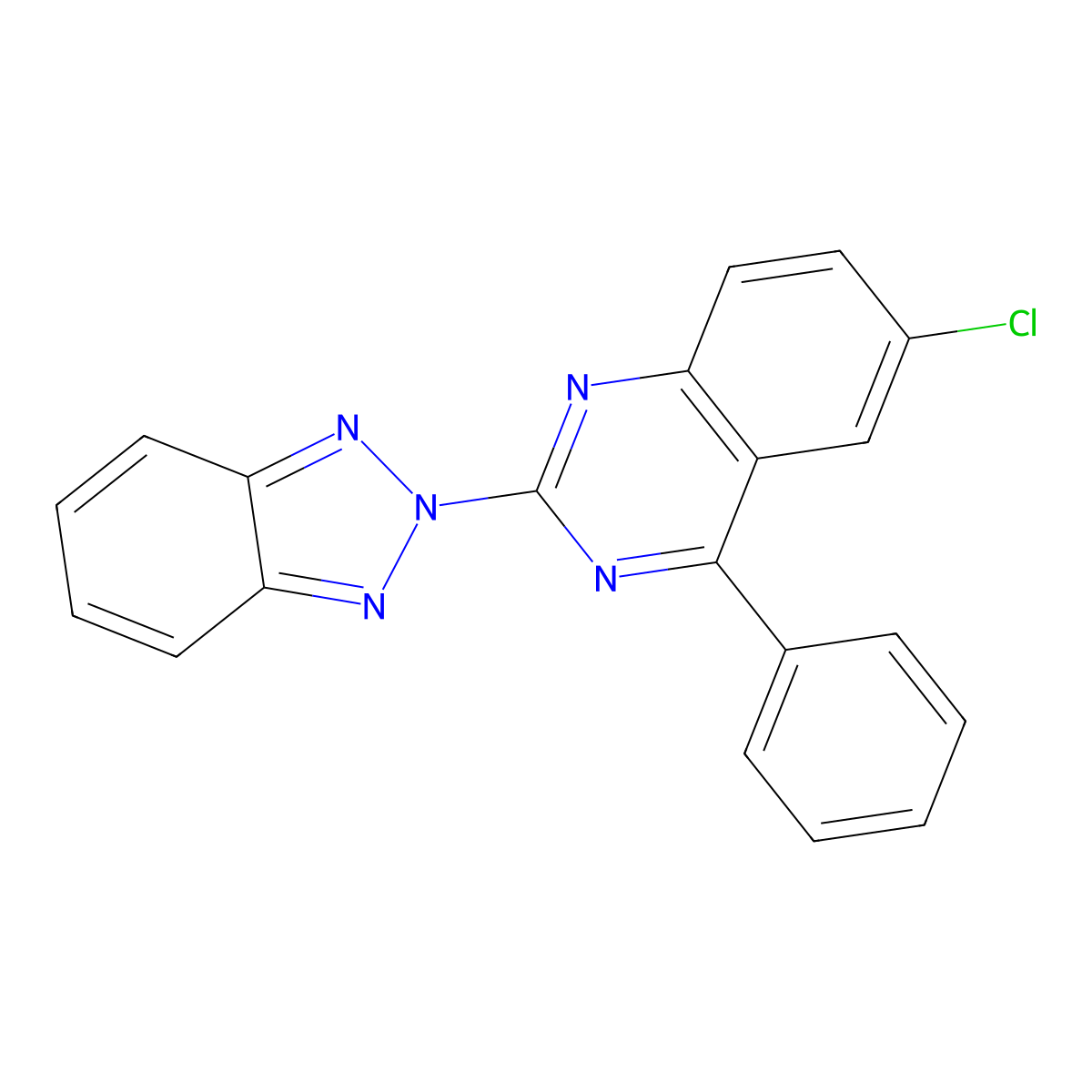 2-Benzotriazol-2-yl-6-chloro-4-phenyl-quinazoline molecular structure, CAS 330662-99-2