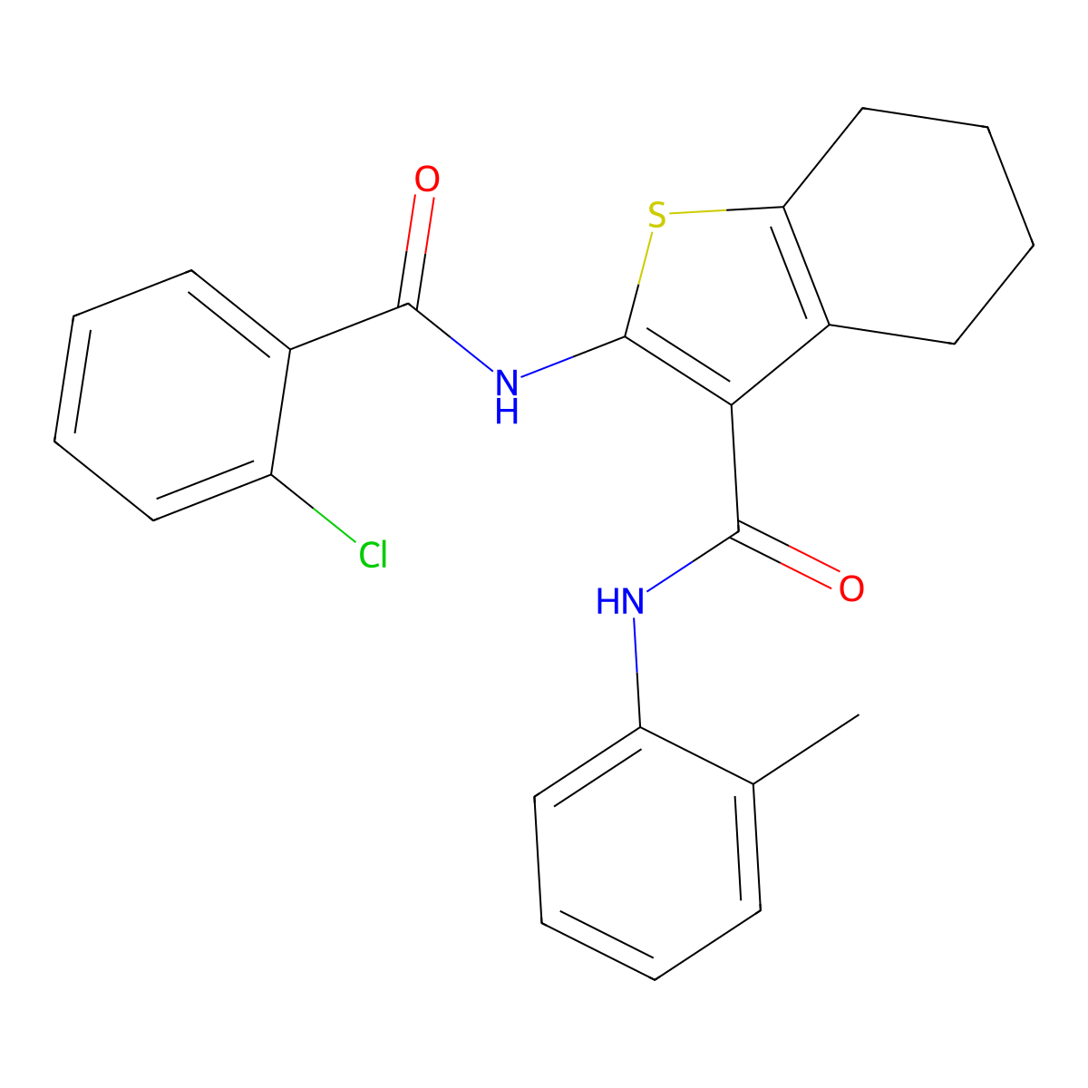 2-[(2-chlorobenzoyl)amino]-N-(2-methylphenyl)-4,5,6,7-tetrahydro-1-benzothiophene-3-carboxamide molecular structure, CAS 330663-66-6