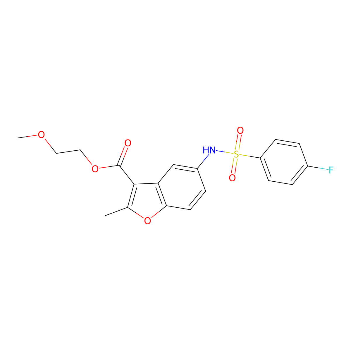 2-Methoxyethyl 5-[(4-fluorophenyl)sulfonylamino]-2-methyl-1-benzofuran-3-carboxylate molecular structure, CAS 330664-90-9