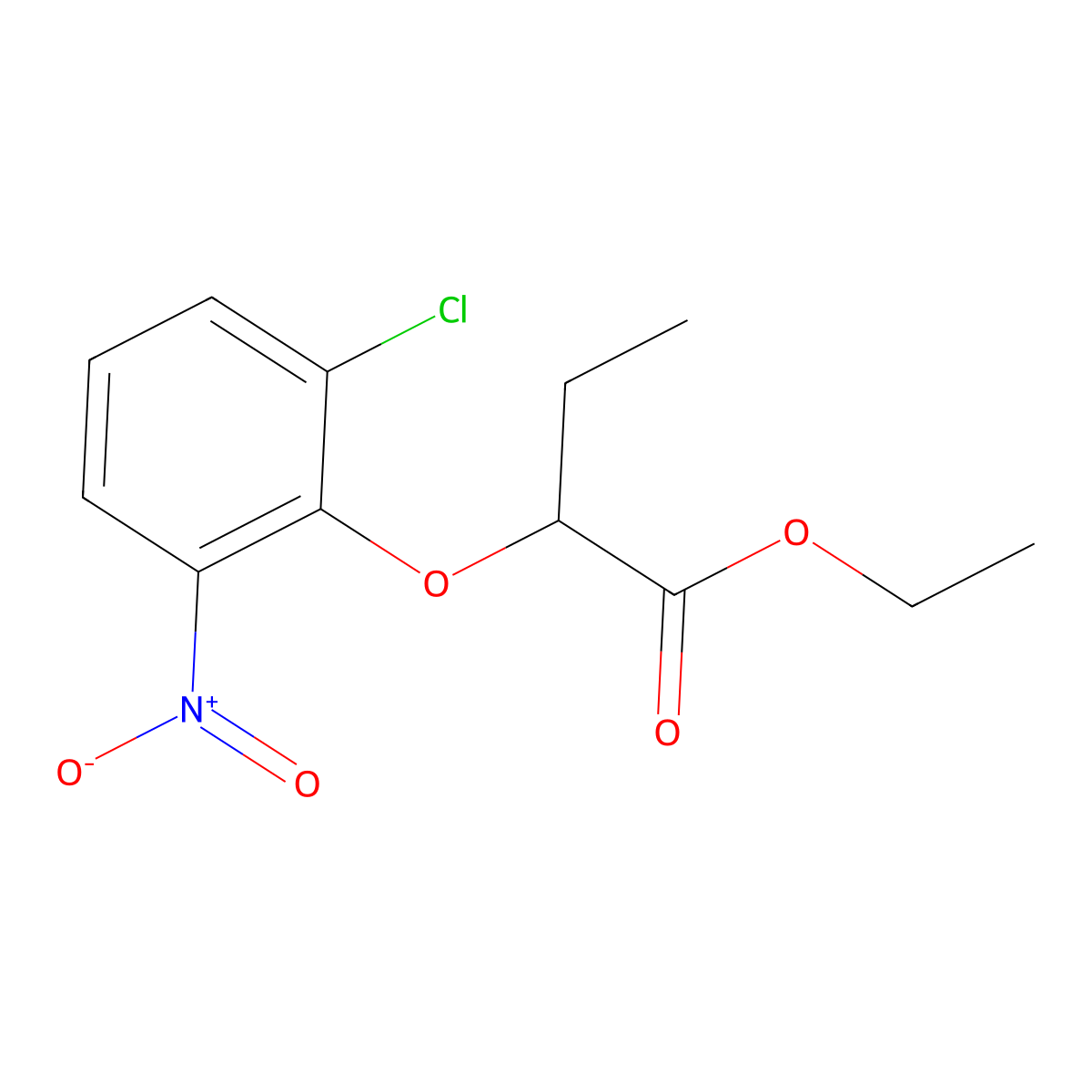 Ethyl 2-(2-chloro-6-nitrophenoxy)butanoate molecular structure, CAS 330666-70-1