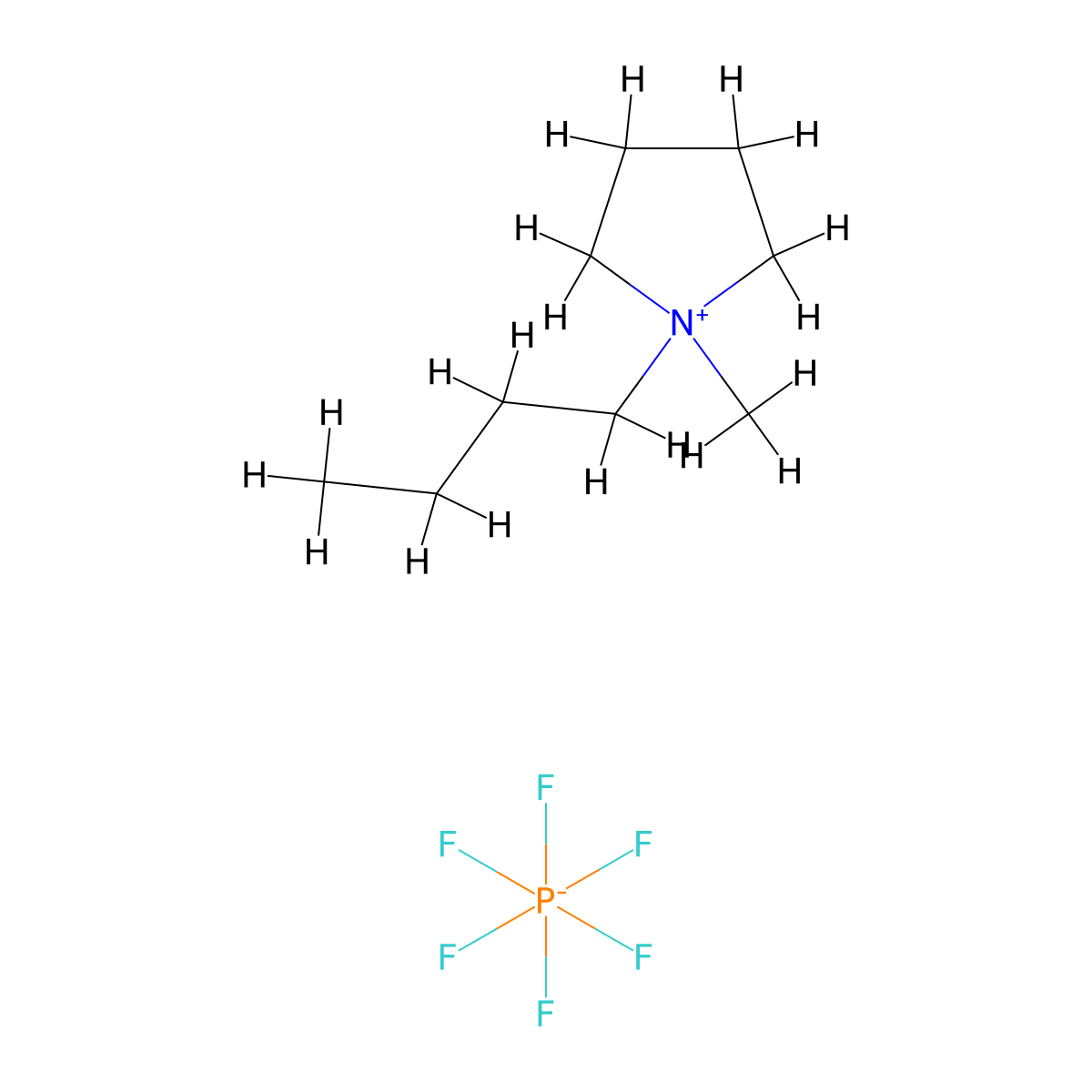 1-Butyl-1-methylpyrrolidinium Hexafluorophosphate molecular structure, CAS 330671-29-9