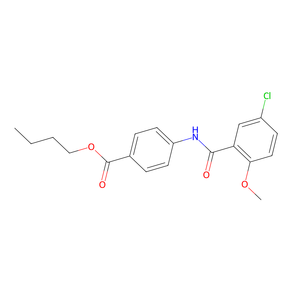 Butyl 4-[(5-chloro-2-methoxybenzoyl)amino]benzoate molecular structure, CAS 330671-52-8