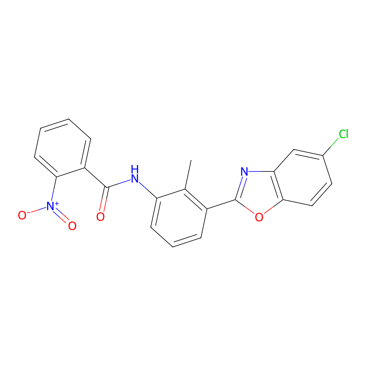 N-[3-(5-chloro-1,3-benzoxazol-2-yl)-2-methylphenyl]-2-nitrobenzamide molecular structure, CAS 330671-67-5