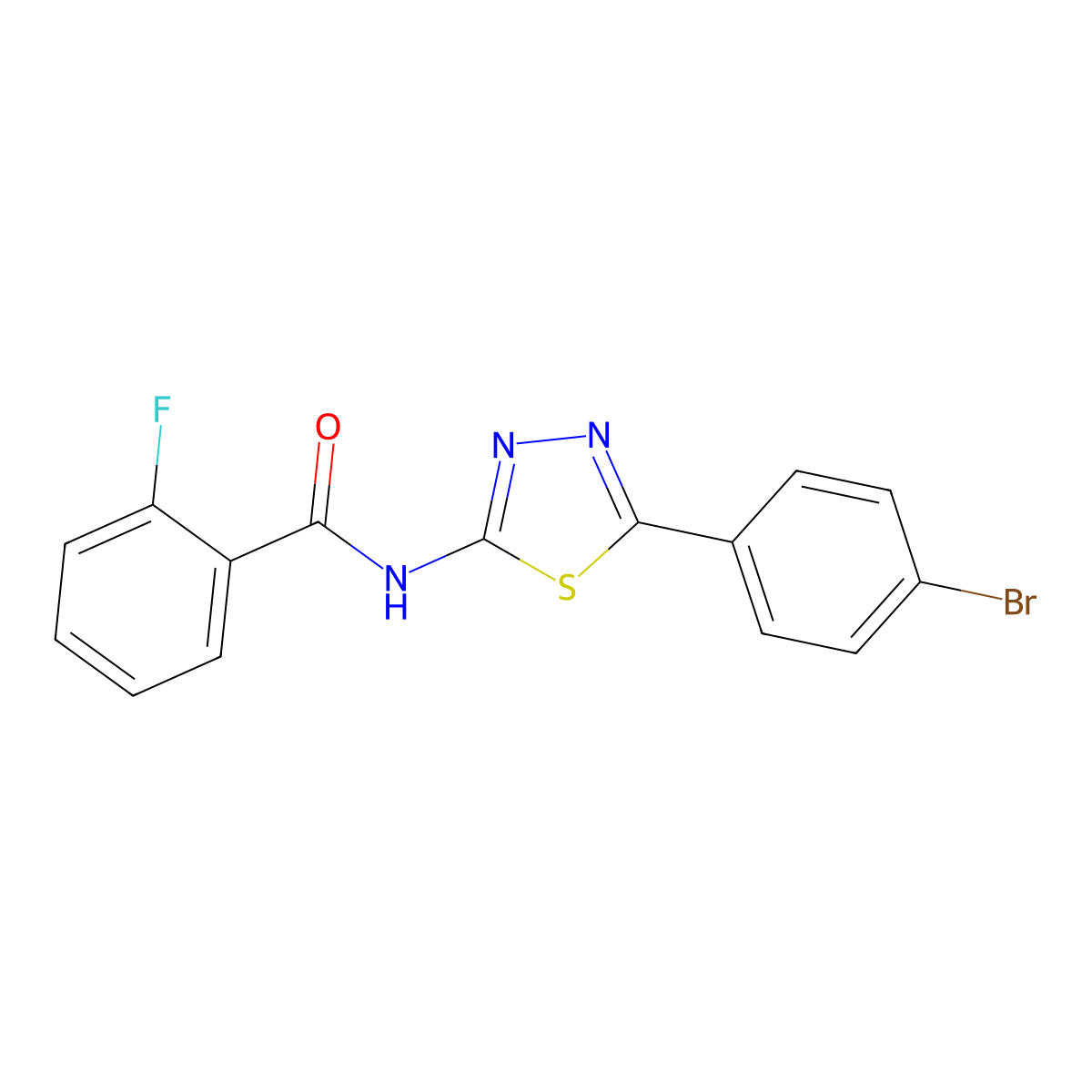 N-[5-(4-bromophenyl)-1,3,4-thiadiazol-2-yl]-2-fluorobenzamide molecular structure, CAS 330672-41-8