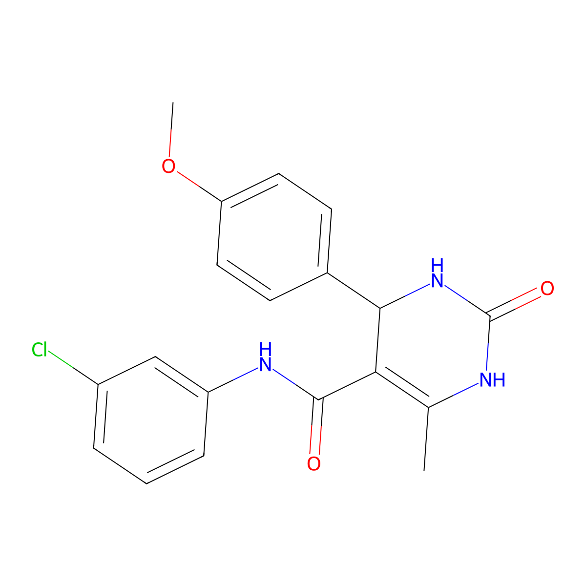N-(3-chlorophenyl)-4-(4-methoxyphenyl)-6-methyl-2-oxo-1,2,3,4-tetrahydropyrimidine-5-carboxamide molecular structure, CAS 330673-93-3