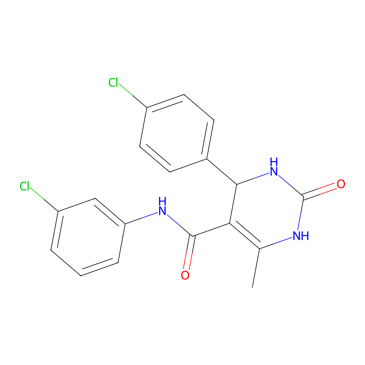 N-(3-chlorophenyl)-4-(4-chlorophenyl)-6-methyl-2-oxo-1,2,3,4-tetrahydropyrimidine-5-carboxamide molecular structure, CAS 330673-97-7