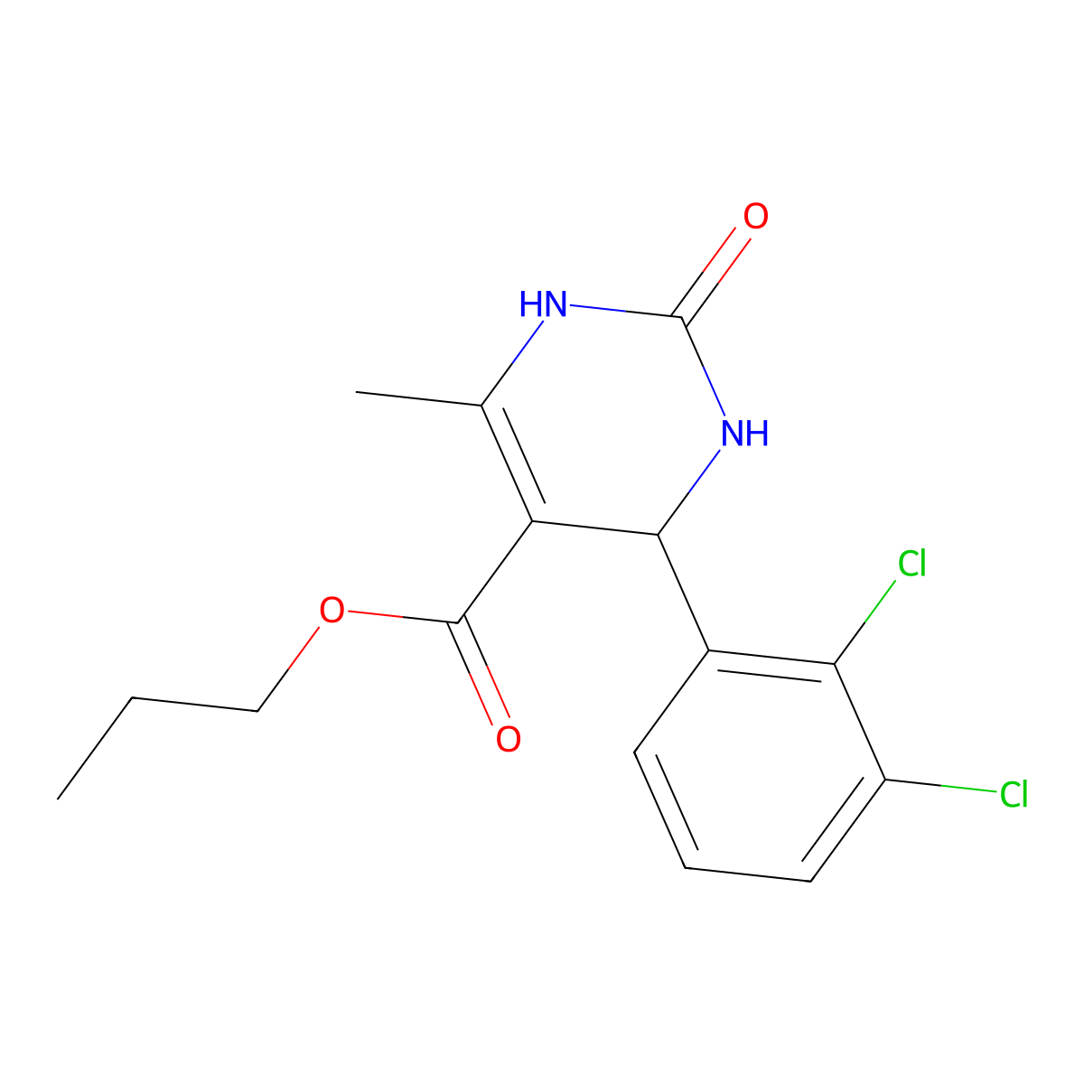 Propyl 4-(2,3-dichlorophenyl)-6-methyl-2-oxo-1,2,3,4-tetrahydropyrimidine-5-carboxylate molecular structure, CAS 330673-98-8