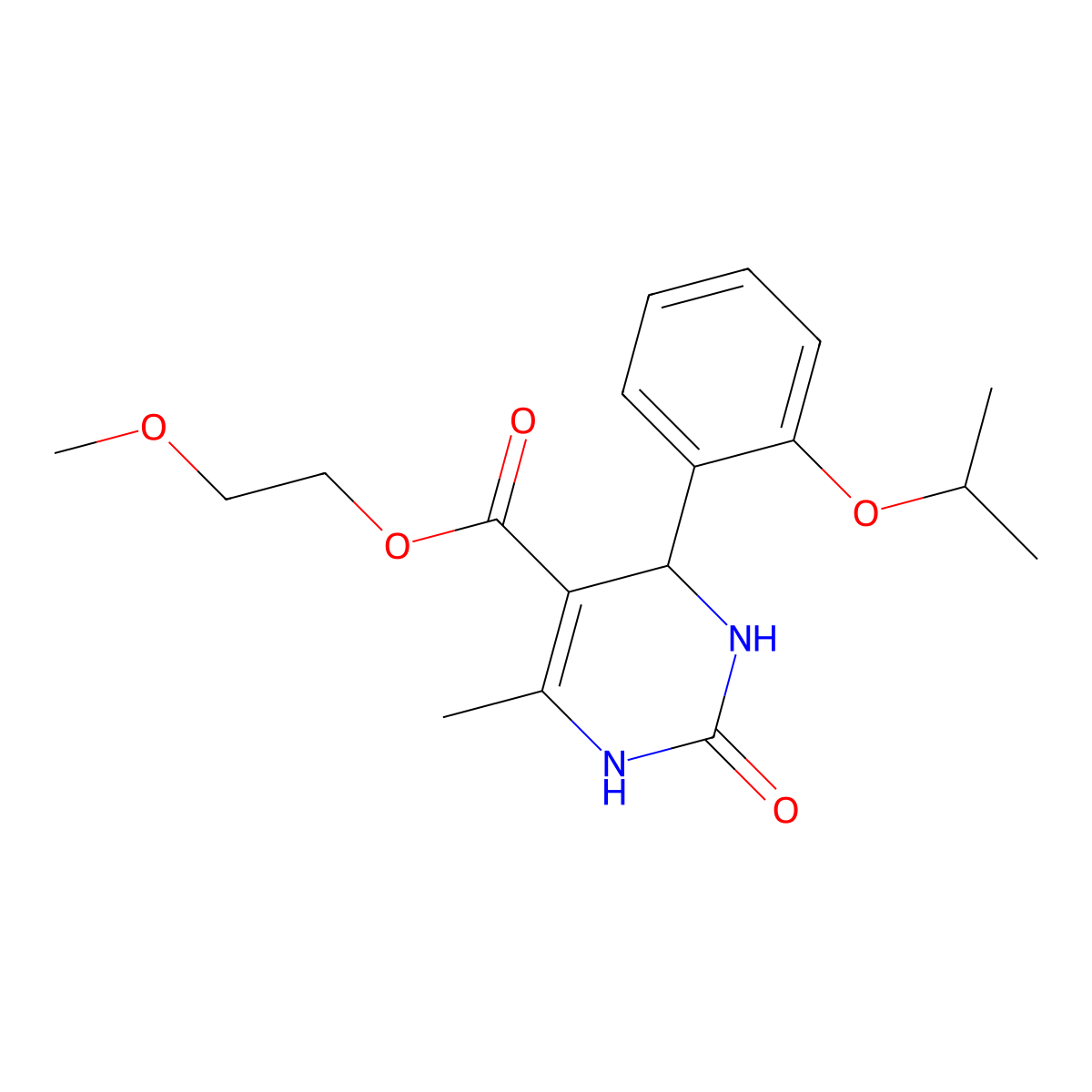 2-Methoxyethyl 4-(2-isopropoxyphenyl)-6-methyl-2-oxo-1,2,3,4-tetrahydro-5-pyrimidinecarboxylate molecular structure, CAS 330674-12-9