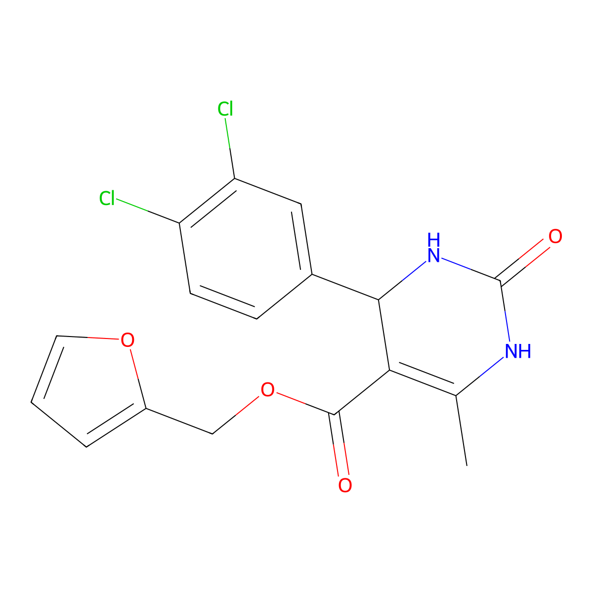 Furan-2-ylmethyl 4-(3,4-dichlorophenyl)-6-methyl-2-oxo-1,2,3,4-tetrahydropyrimidine-5-carboxylate molecular structure, CAS 330674-13-0
