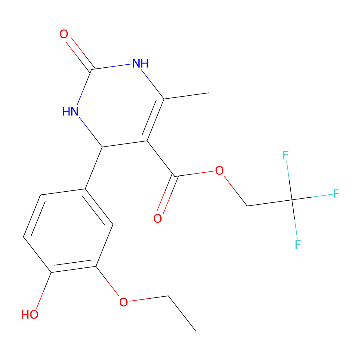 2,2,2-Trifluoroethyl 4-(3-ethoxy-4-hydroxyphenyl)-6-methyl-2-oxo-1,2,3,4-tetrahydropyrimidine-5-carboxylate molecular structure, CAS 330674-27-6