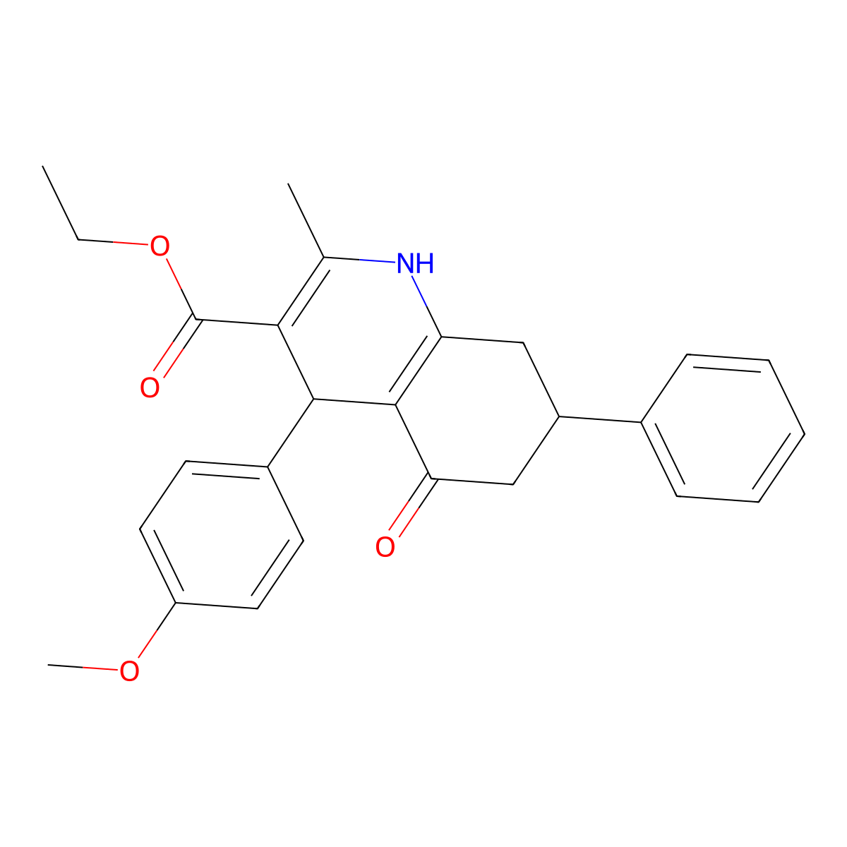 Ethyl 4-(4-methoxyphenyl)-2-methyl-5-oxo-7-phenyl-1,4,5,6,7,8-hexahydroquinoline-3-carboxylate molecular structure, CAS 330674-39-0
