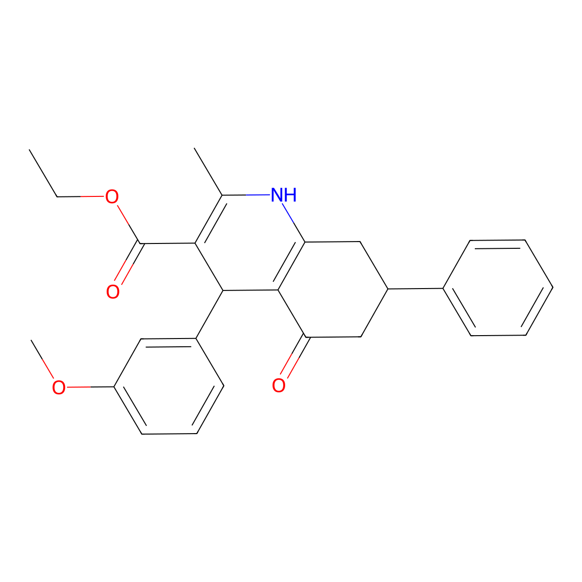 Ethyl 4-(3-methoxyphenyl)-2-methyl-5-oxo-7-phenyl-1,4,5,6,7,8-hexahydroquinoline-3-carboxylate molecular structure, CAS 330674-51-6