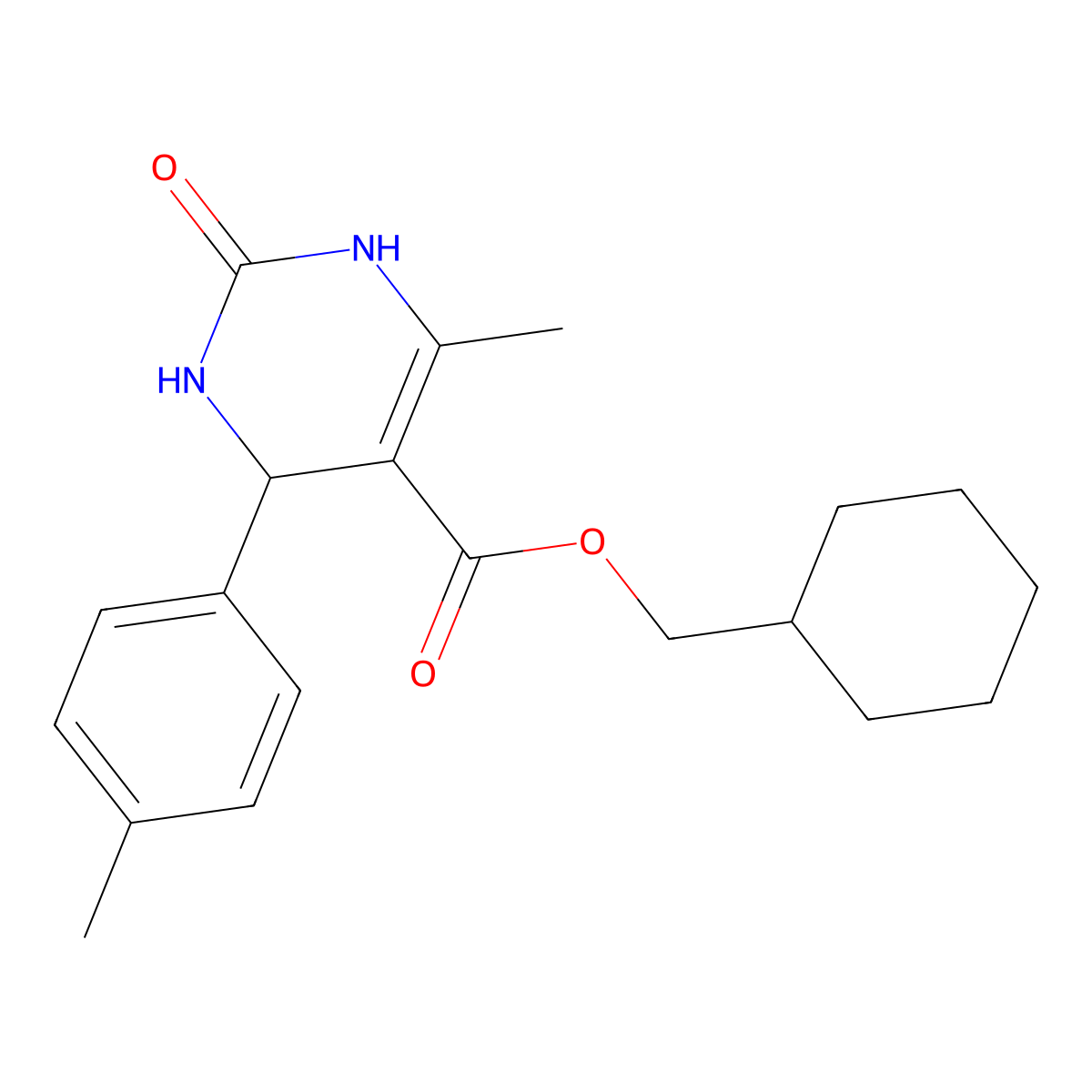 cyclohexylmethyl 6-methyl-4-(4-methylphenyl)-2-oxo-3,4-dihydro-1H-pyrimidine-5-carboxylate molecular structure, CAS 330674-52-7