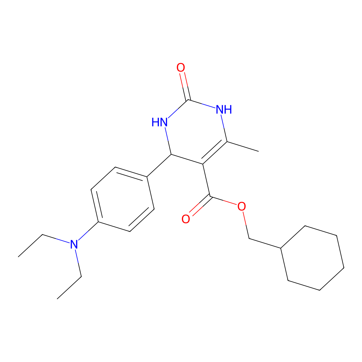 Cyclohexylmethyl 4-[4-(diethylamino)phenyl]-6-methyl-2-oxo-1,2,3,4-tetrahydro-5-pyrimidinecarboxylate molecular structure, CAS 330674-62-9