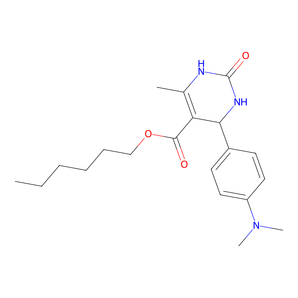 Hexyl 4-[4-(dimethylamino)phenyl]-6-methyl-2-oxo-1,2,3,4-tetrahydropyrimidine-5-carboxylate molecular structure, CAS 330674-83-4