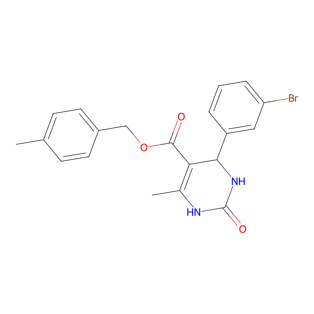 4-Methylbenzyl 4-(3-bromophenyl)-6-methyl-2-oxo-1,2,3,4-tetrahydropyrimidine-5-carboxylate molecular structure, CAS 330674-88-9