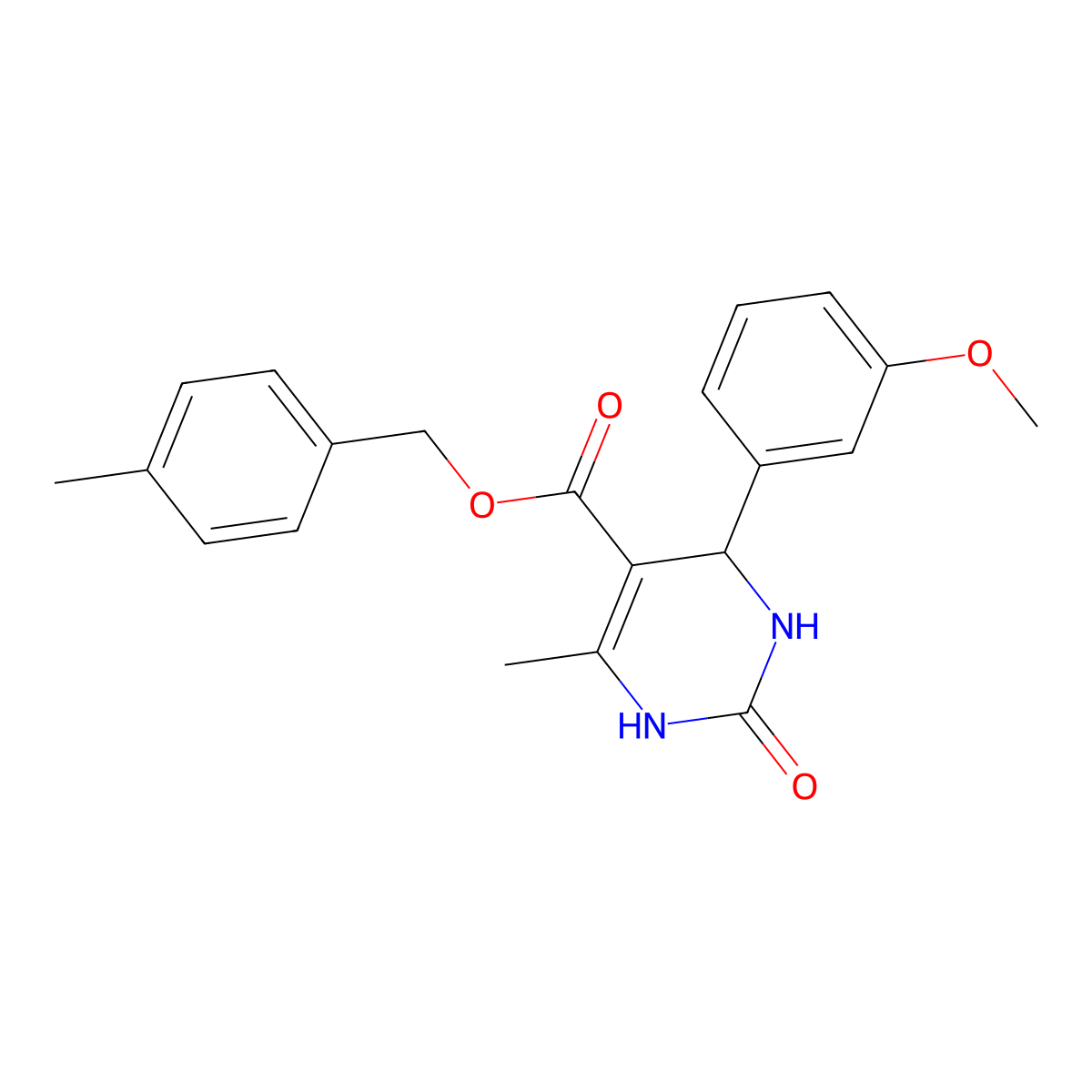 4-Methylbenzyl 4-(3-methoxyphenyl)-6-methyl-2-oxo-1,2,3,4-tetrahydropyrimidine-5-carboxylate molecular structure, CAS 330674-91-4