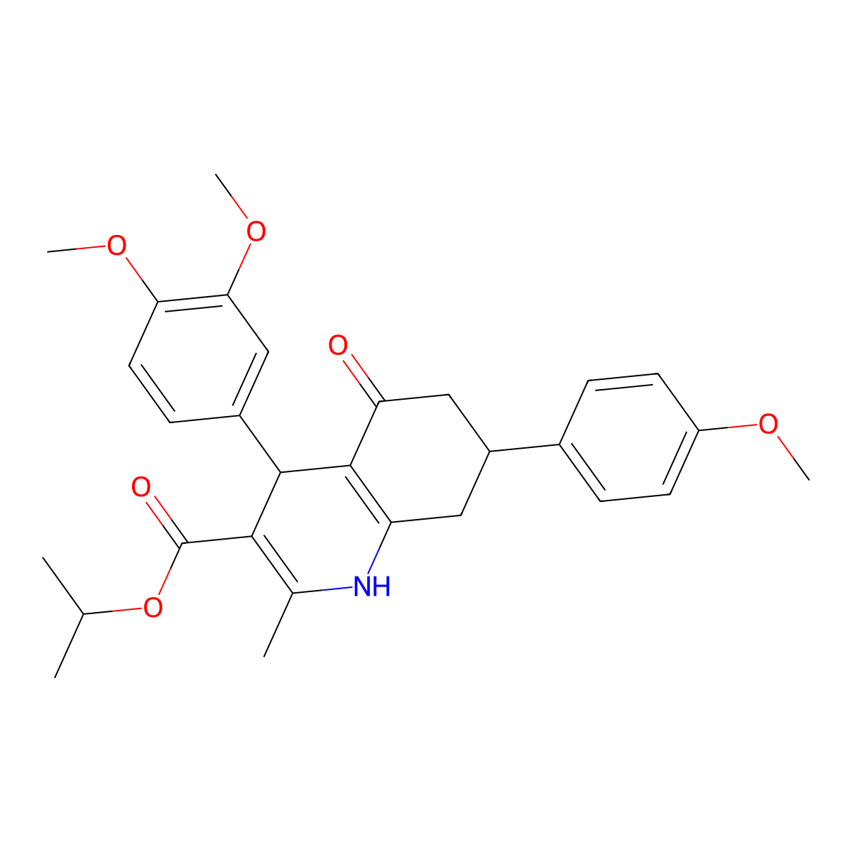 Propan-2-yl 4-(3,4-dimethoxyphenyl)-7-(4-methoxyphenyl)-2-methyl-5-oxo-1,4,5,6,7,8-hexahydroquinoline-3-carboxylate molecular structure, CAS 330675-06-4
