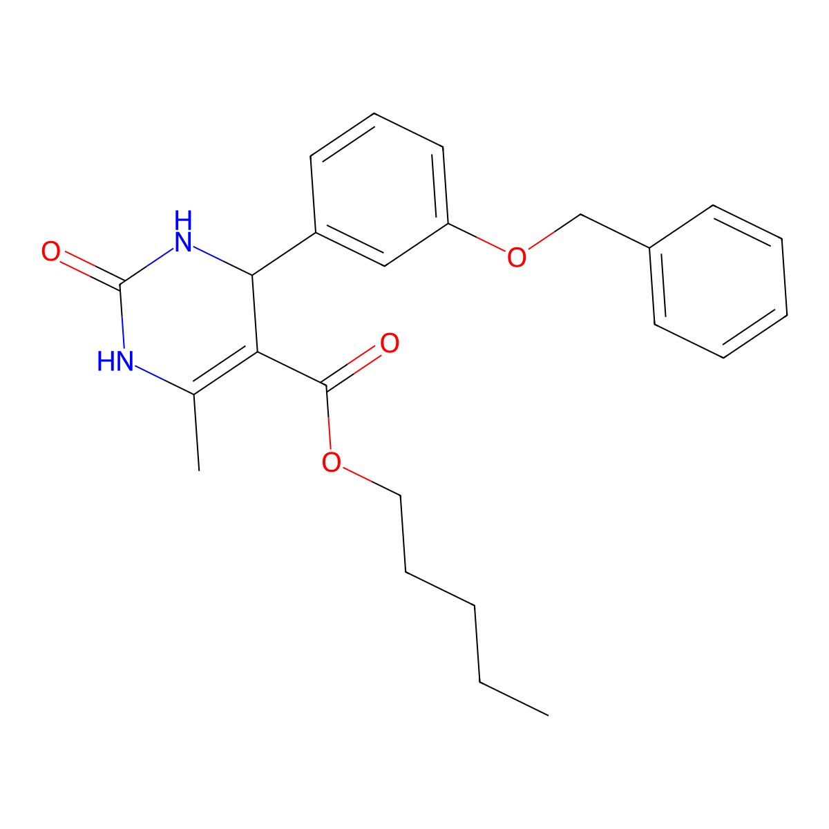 Pentyl 4-[3-(benzyloxy)phenyl]-6-methyl-2-oxo-1,2,3,4-tetrahydropyrimidine-5-carboxylate molecular structure, CAS 330675-07-5