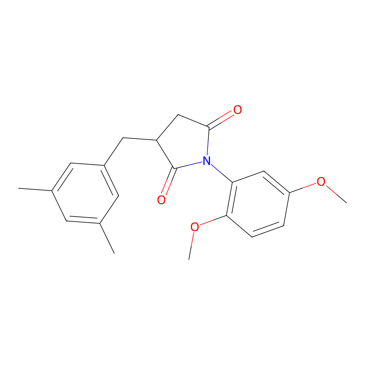 1-(2,5-Dimethoxyphenyl)-3-[(3,5-dimethylphenyl)methyl]pyrrolidine-2,5-dione molecular structure, CAS 330675-23-5