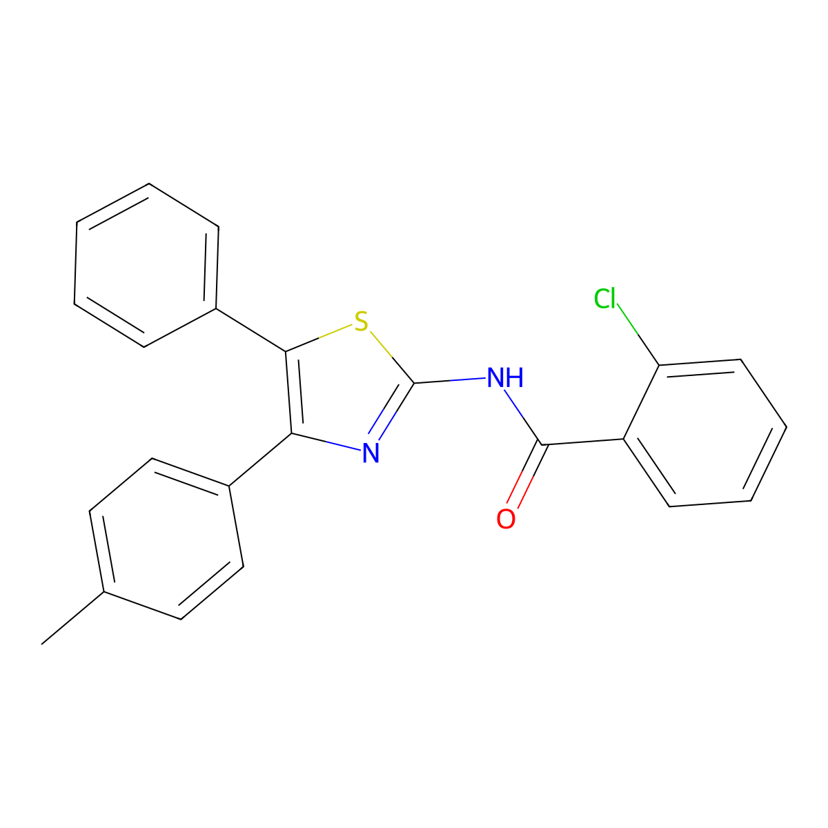 2-chloro-N-[4-(4-methylphenyl)-5-phenyl-1,3-thiazol-2-yl]benzamide molecular structure, CAS 330675-61-1