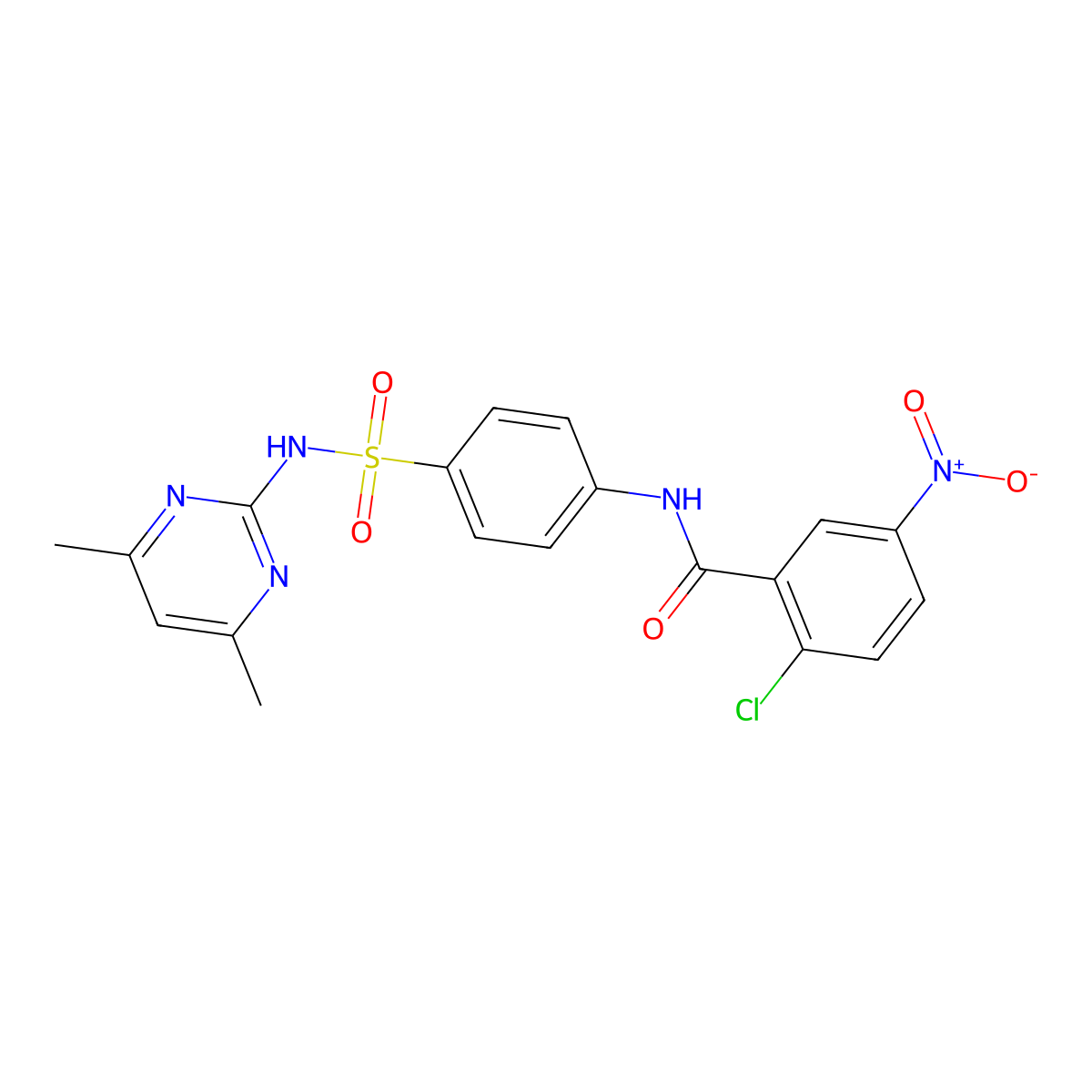 2-Chloro-N-{4-[(4,6-dimethylpyrimidin-2-YL)sulfamoyl]phenyl}-5-nitrobenzamide molecular structure, CAS 330675-70-2