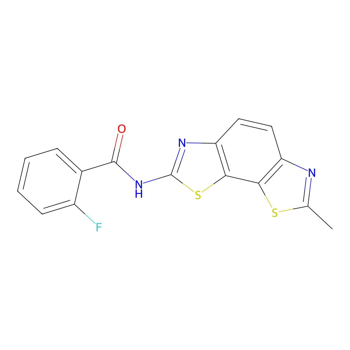 2-fluoro-N-(7-methyl-[1,3]thiazolo[4,5-g][1,3]benzothiazol-2-yl)benzamide molecular structure, CAS 330675-73-5