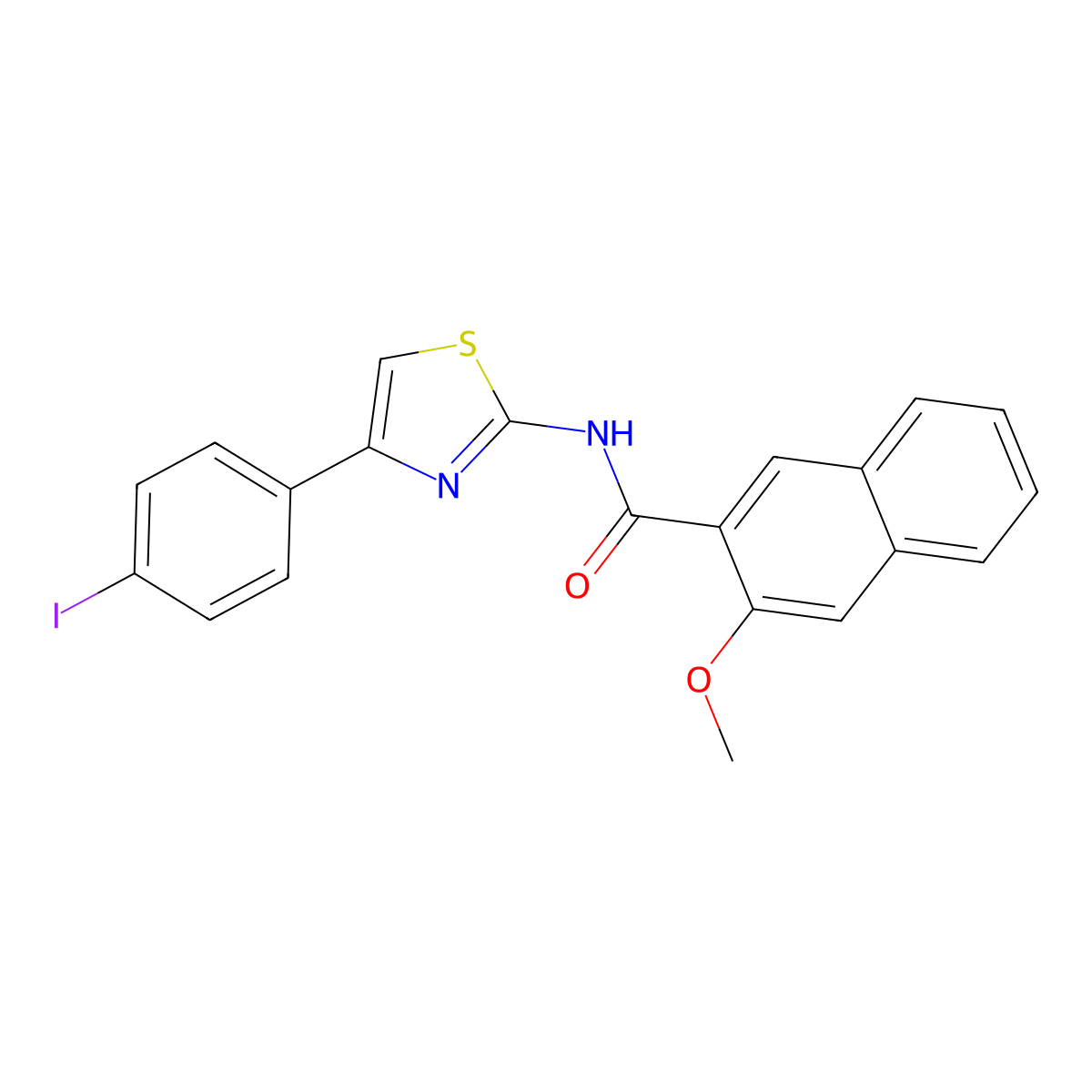 N-[4-(4-iodophenyl)-1,3-thiazol-2-yl]-3-methoxynaphthalene-2-carboxamide molecular structure, CAS 330675-74-6