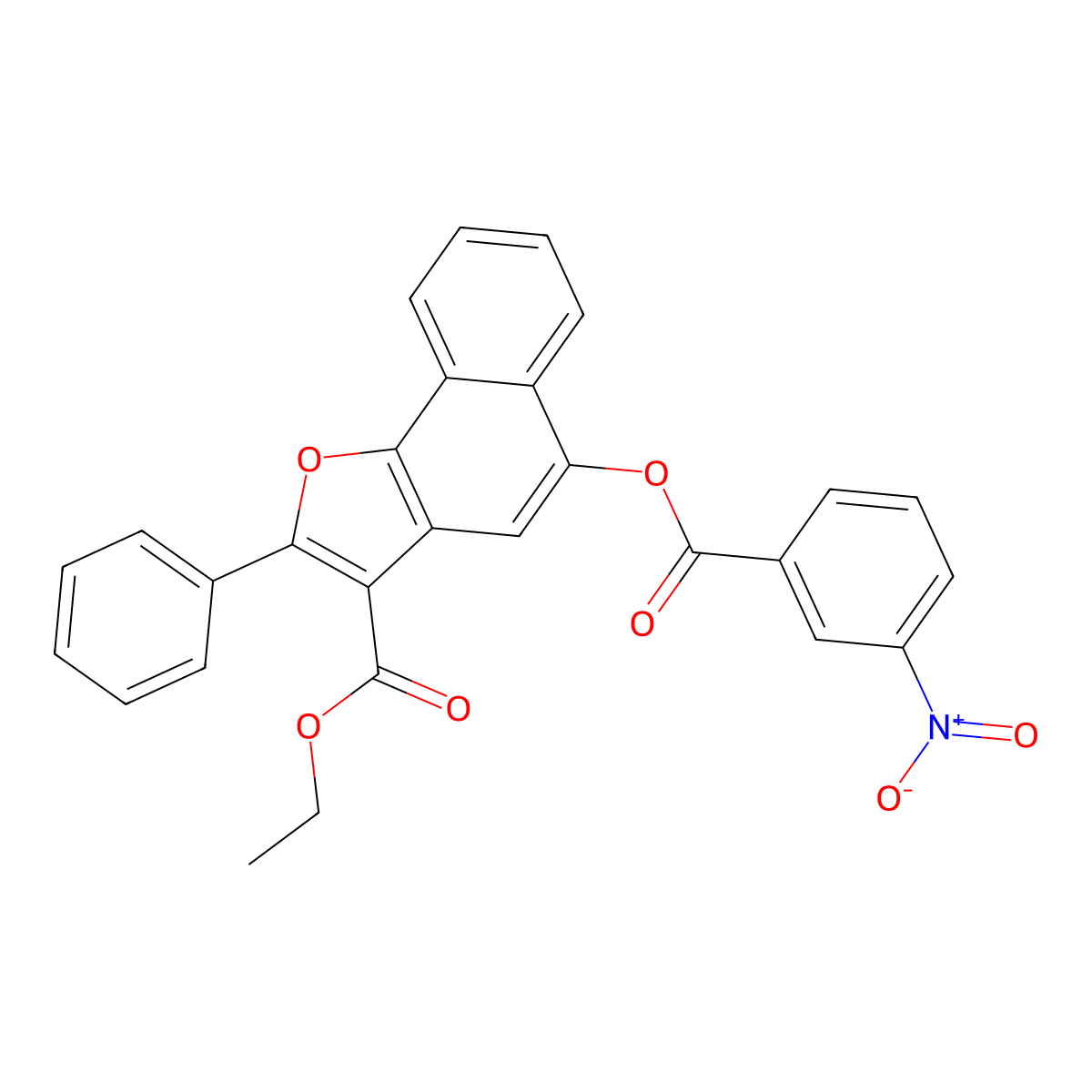 Ethyl 5-((3-nitrobenzoyl)oxy)-2-phenylnaphtho[1,2-b]furan-3-carboxylate molecular structure, CAS 330675-96-2