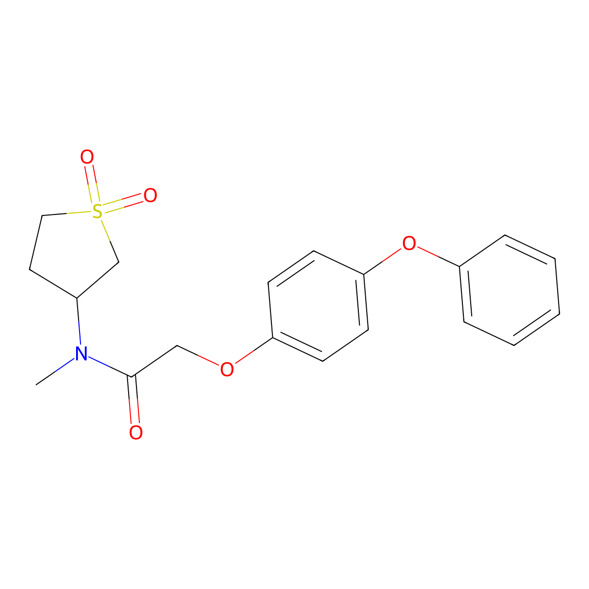N-(1,1-dioxidotetrahydrothiophen-3-yl)-N-methyl-2-(4-phenoxyphenoxy)acetamide molecular structure, CAS 330676-49-8