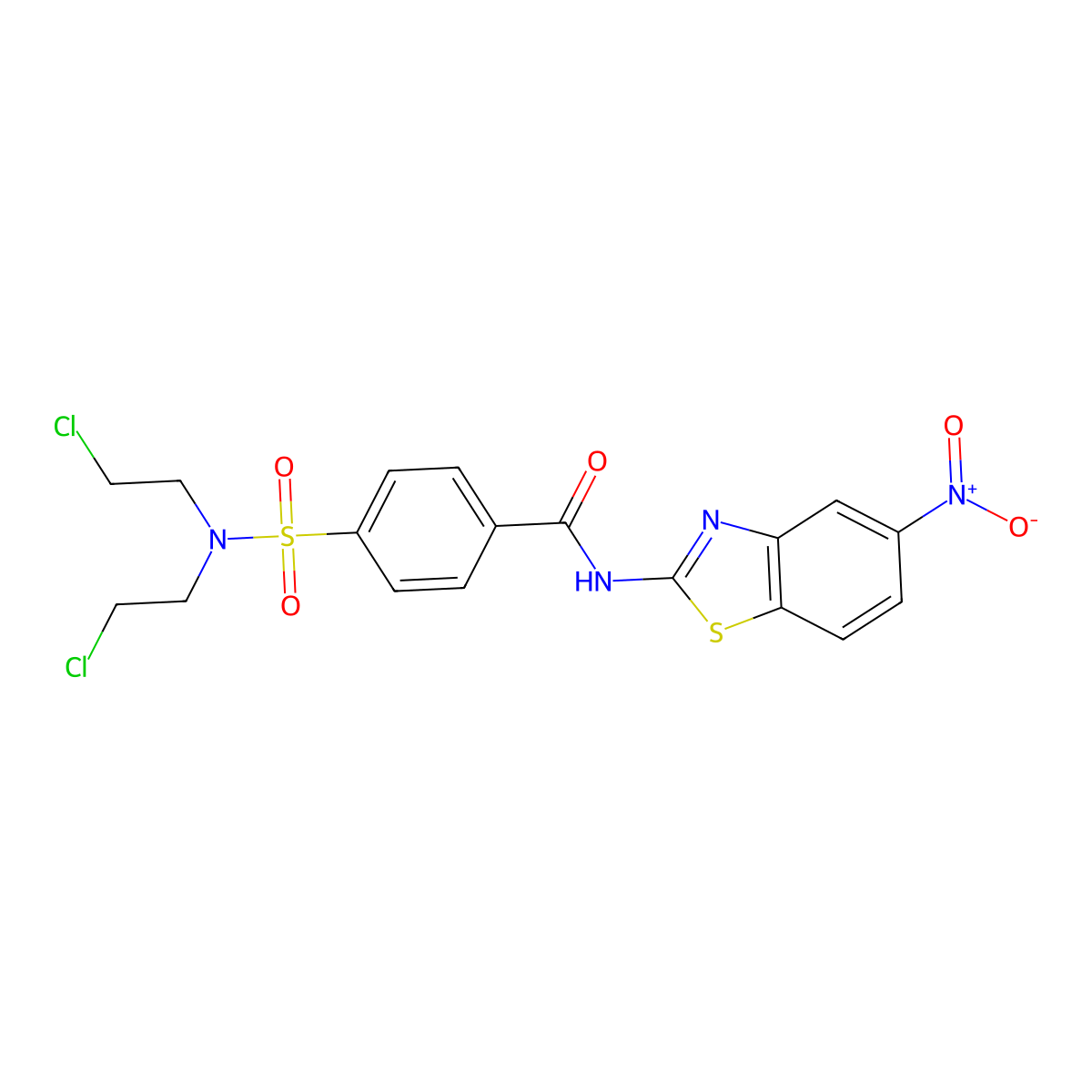 4-[bis(2-chloroethyl)sulfamoyl]-N-(5-nitro-1,3-benzothiazol-2-yl)benzamide molecular structure, CAS 330676-58-9