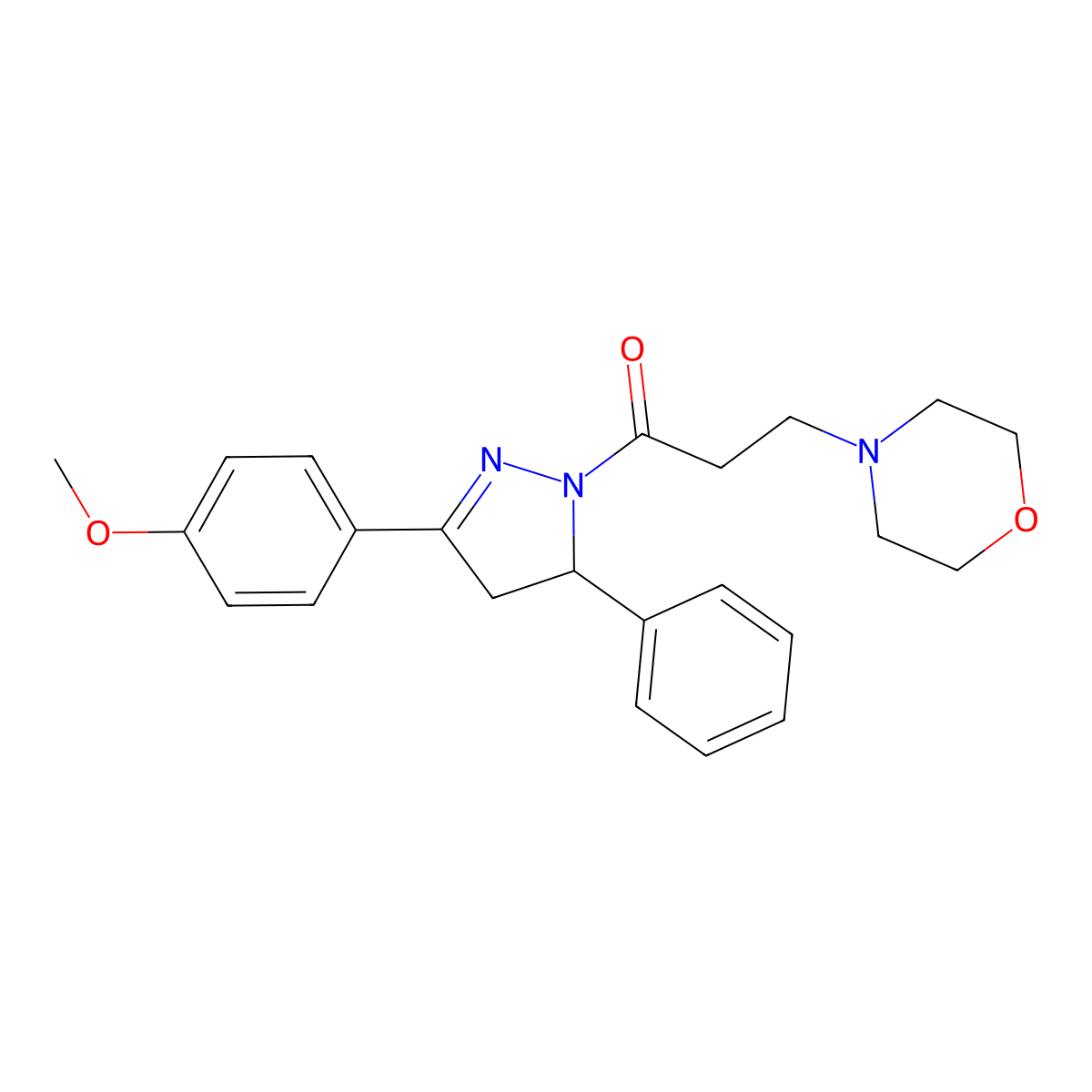 1-[3-(4-methoxyphenyl)-5-phenyl-4,5-dihydro-1H-pyrazol-1-yl]-3-(morpholin-4-yl)propan-1-one molecular structure, CAS 330676-84-1